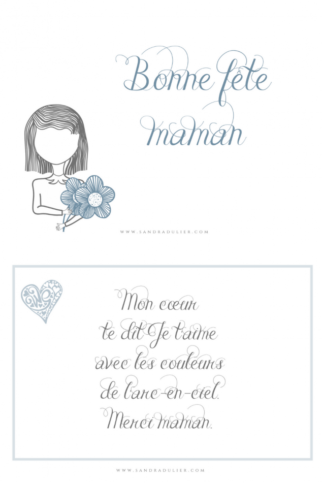 Carte fete des meres bleu