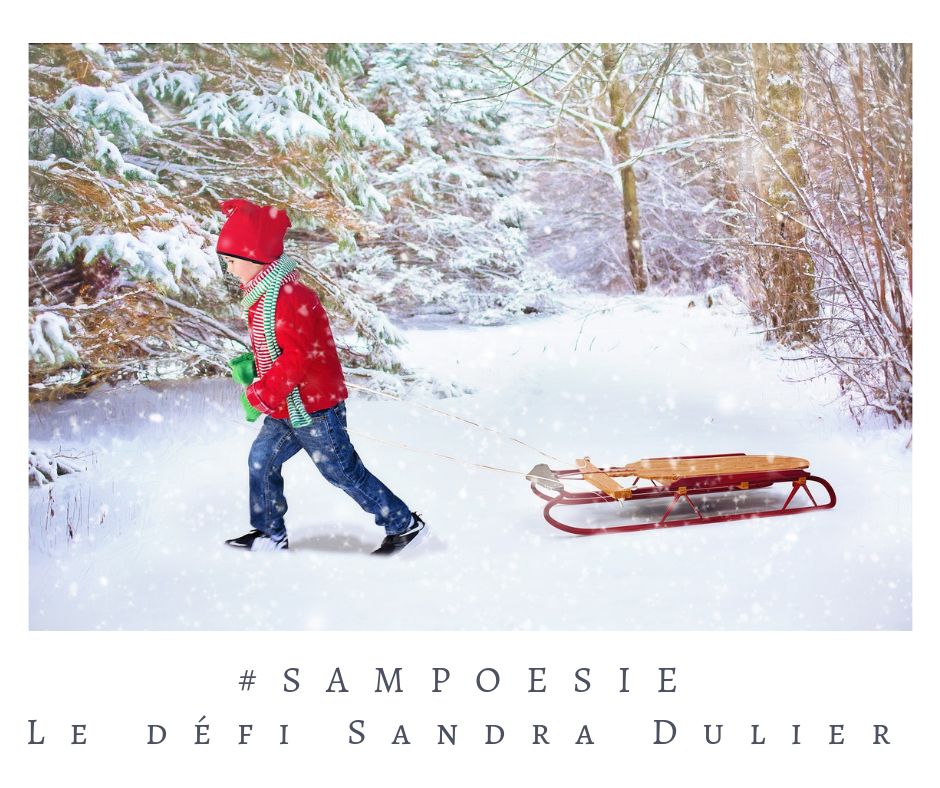 Que vous inspire cette photo ? A vos poèmes #Sampoésie. #enfant #luge #noël #neige #hiver # #décembre #écrire