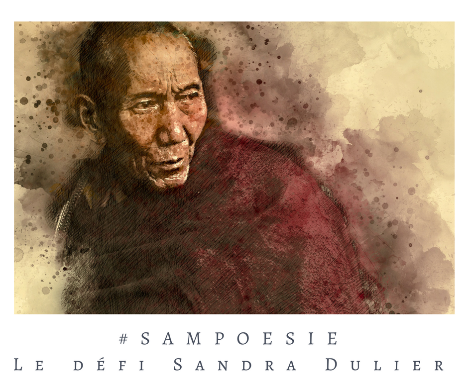 Que vous inspire cette photo ? A vos poèmes #Sampoésie. Portrait, zen, bouddhisme, moine, écrire, poésie.