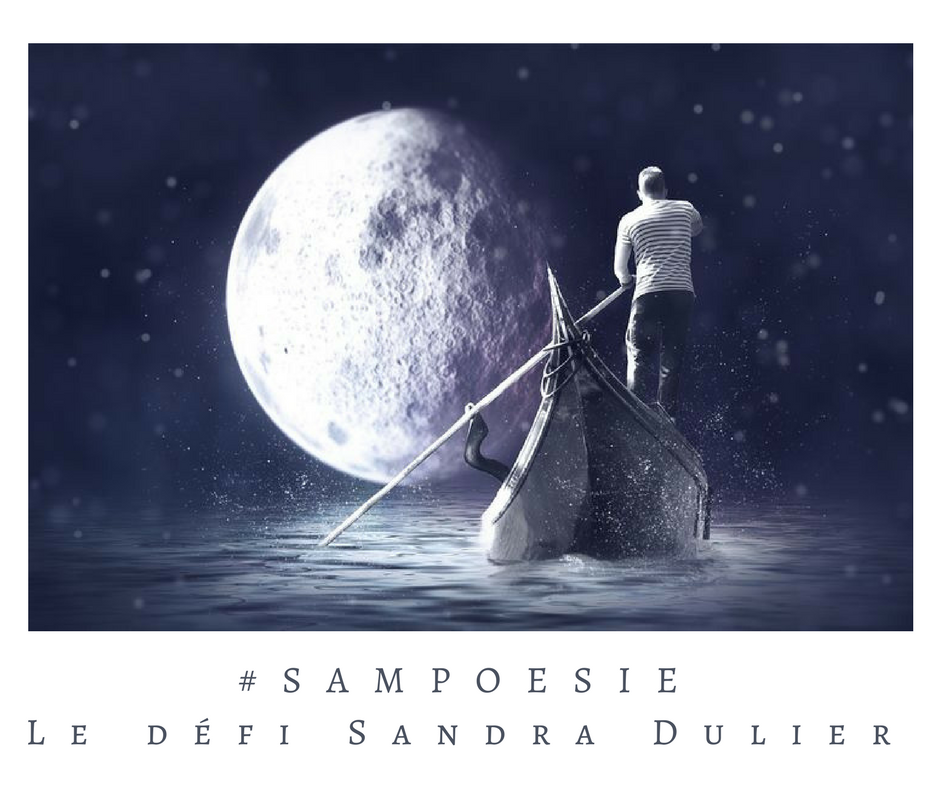 Un défi littéraire…  écrire un poème #Sampoésie. Lune, gondole, nuit, barque.