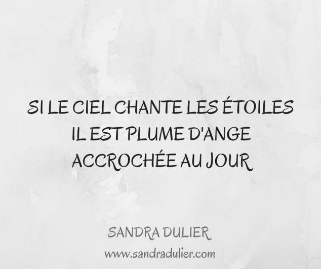 Haïku : Si le ciel chante les étoiles / Il est plume d'ange / Accrochée au jour © Sandra Dulier