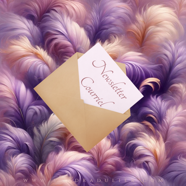 Newsletter courriel plumes duvets lilas or