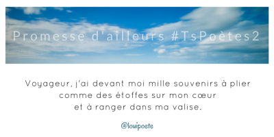 Tweet 22 - Découvrir le poème réalisé à partir des tweets proposés par les 24 participants de notre belle Francophonie pour le défi #TsPoètes2 sur http://www.sandradulier.com/blog/promesses-d-ailleurs-le-poeme-tspoetes2.html